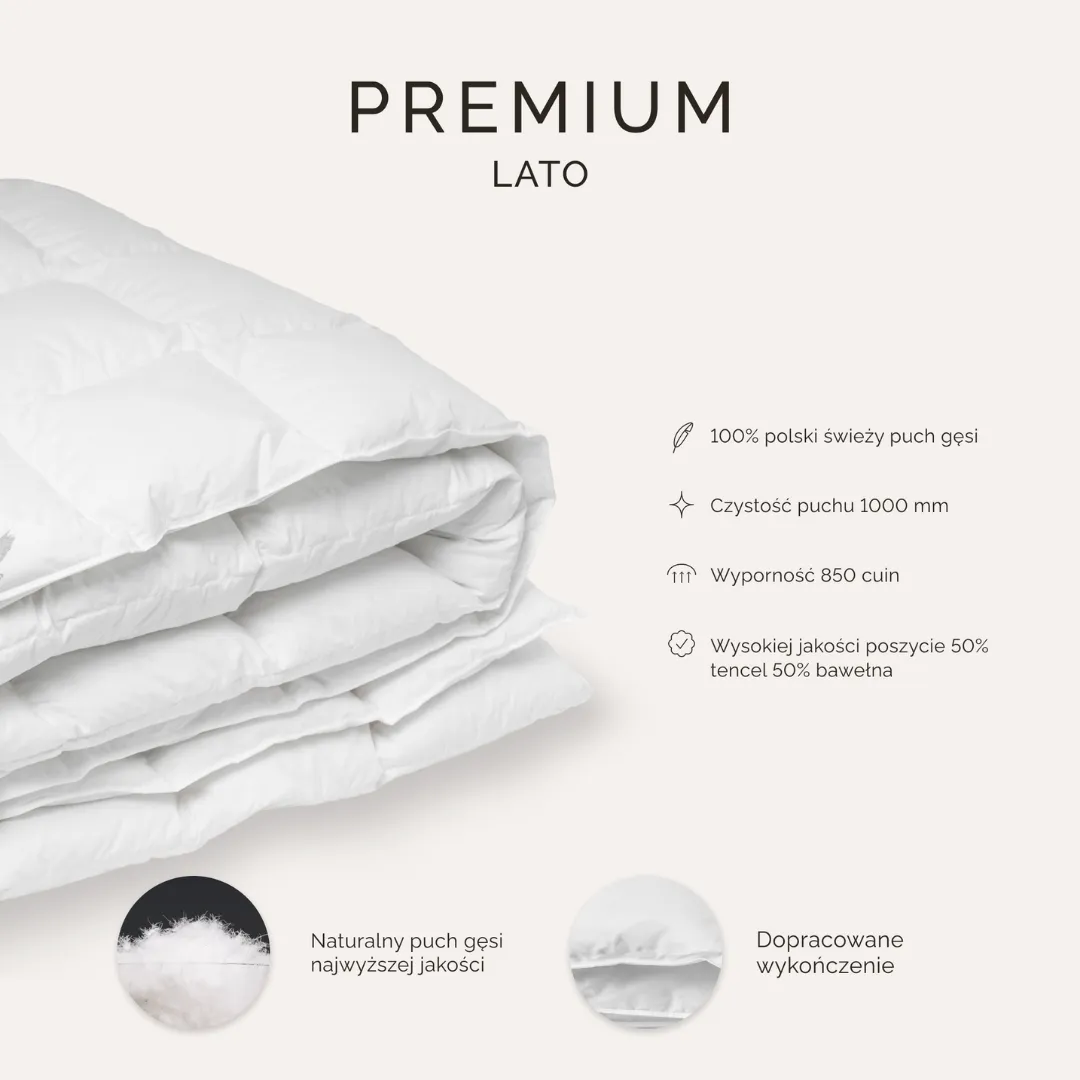 Letnia kołdra puchowa PREMIUM 100% puch gęsi 850 CUIN - obrazek 6